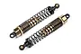 Two gold-coloured aluminium RC shock absorbers with black springs, shown against a white background.