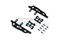 GPM Racing black aluminium side steps set for RC cars, including mounting brackets and screws, displayed on a white background.