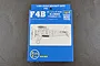 Trumpeter 1/350 scale F4B aircraft model kit packaging featuring a line drawing of the biplane fighter on a blue striped background.
