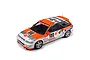 A 1/24 scale model of a Honda Civic EF9 race car, featuring a white and orange livery with number 100 decals and various sponsor logos.