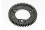 A black 54-tooth spur gear for RC vehicles, showing the gear teeth and three mounting holes.