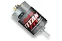 Traxxas Titan 550 21-turn brushed motor with reverse rotation label on a white background.
