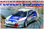 Box art for a NuNu 1/24 scale Peugeot 306 Maxi model kit, showing the rally car in action on a dirt track.