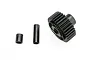 A black 33T output gear and two cylindrical spacers for Traxxas RC vehicles on a white background.
