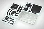 NuNu 1/24 scale Audi R8 LMS GT3 detail up parts set including photo-etched metal parts and carbon fiber decal sheets on a white background.