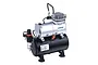 Hseng HS-AS186 air compressor with a black storage tank, silver motor housing, and attached pressure regulator with gauge.