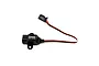 Futaba SBS-01RO optical RPM sensor with black housing and red, black, and white wiring harness on a white background.
