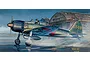 Box art illustration of a Mitsubishi A6M5C Zero fighter plane taxiing on an airfield in front of a large hangar.