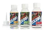 Three bottles of Traxxas differential oil in 10K, 30K, and 50K weights, each with a white cap and a Revo truck graphic on the label.