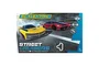 Scalextric Street Cruisers 1/32 scale slot car set box art featuring a yellow Rasio and red Pagani Huayra Roadster BC racing on a track.