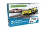 Scalextric Radius 2 Banked Curve track set box showing two slot cars racing on a banked curve.