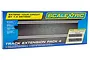 Scalextric Track Extension Pack 4 box showing four standard straight track pieces, with blue and yellow branding on a white background.