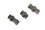 Three metallic hollow ball suspension pivot balls for Traxxas RC vehicles.