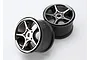 Two Traxxas 3.8 inch Gemini chrome RC monster truck rims shown from a high angle against a plain white background.
