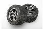 Traxxas 3.8" Talon Tyres on Black Chrome Gemini Rims - Glued Wheels 2Pcs 5374X