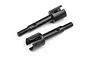 Two black metal rear drive axles for HPI Jumpshot RC cars, shown against a white background.