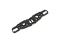 A black Kyosho front lower suspension arm for an RC vehicle, shown from a top-down perspective against a white background.