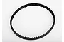 A black rubber toothed drive belt for an RC vehicle, shown on a plain white background.