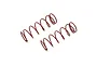 Two red Kyosho big bore RC shock springs lying on a white background.