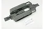 A grey plastic RC car chassis for Traxxas E-Revo and Summit models, shown from an overhead angle with an included instruction sheet.