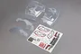 Unpainted clear polycarbonate body shell panels and a decal sheet for a Losi 1/10 Baja Rey RC truck.