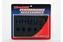 Traxxas 5853X blue aluminium 17mm splined wheel hex adapters and wheel nuts in original retail packaging.