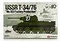 Academy 1/35 scale USSR T-34/76 No.183 Factory Production tank model kit box art showing a green tank with the number 27 on the turret.