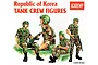 Box art for Academy 1/35 scale Republic of Korea Tank Crew model kit showing four soldiers in camouflage uniforms and helmets.