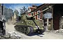 Box art illustration of an Academy 1/35 scale M36B1 GMC tank driving through a war-torn European village street.