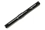 A black metal speed gear shaft for HPI Nitro 2 RC cars, featuring a cylindrical design with flat sections and cross-drilled holes.