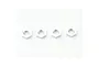 Four silver-coloured hexagonal wheel nuts arranged in a horizontal row against a plain white background.