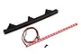 Losi 1/6 Super Baja Rey front LED light bar kit including a black plastic housing, a red LED strip with wires, and two small mounting screws.