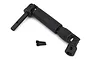 A black Losi front slider drive shaft assembly with two small grub screws on a white background.