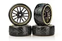 Vision RC 1.9" V-Pattern Drift Tyres on Spoke Black Rims - Glued Wheels 4Pcs VSKT637030G