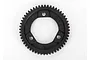 A black 52-tooth spur gear for RC vehicles, featuring three mounting holes and molded text indicating 52T and M0.8 specifications.