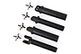Traxxas splined half shaft set including four black plastic driveshaft components and four metal U-joint crosses.