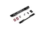 Yeah Racing black aluminium rear bumper set for SCX24 Jeep, including mounting hardware and red shackles on a white background.