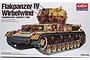 Academy 1/35 scale Flakpanzer IV Wirbelwind model kit box art showing a camouflaged German anti-aircraft tank.