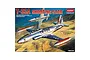 Box art for the Academy 1/48 scale T-33A Shooting Star plastic model kit featuring two silver jet aircraft flying over a landscape.