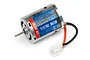 Maverick MM-28 370 brushed electric motor with attached red and black wires and a white connector, shown on a white background.