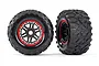 Traxxas 2.8/3.7" Maxx 4S AT Tyres on 6 Spoke Red Rims - Glued Wheels 2Pcs 8972R