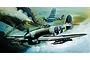 Box art illustration of two Hawker Typhoon Mk.IB fighter aircraft flying over a battlefield with smoke and a bridge in the background.