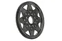 A black plastic 90-tooth spur gear from HPI Racing, shown at an angle against a white background.