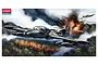 Box art for Academy 1/72 scale A-37B Dragonfly model kit showing two aircraft flying over a jungle fire.