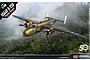 Academy 1/48 scale USAAF B-25D Pacific Theatre bomber plastic model kit box art showing the aircraft flying over a jungle.
