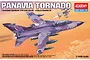 Academy 1/144 scale Panavia Tornado model kit box art featuring a purple camouflage jet flying over a landscape.