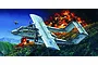 Box art illustration of an OV-10A Bronco aircraft flying over a jungle during an explosion, with another jet in the background.
