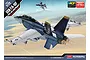 Box art for Academy 1/72 scale USN F/A-18F VFA-103 Jolly Rogers plastic model kit, featuring an illustration of the fighter jet in flight.