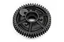 A black plastic 50-tooth spur gear for Traxxas RC vehicles, viewed from the front against a white background.