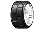 A single GRP W02 Revo RC tyre mounted on a white multi-spoke rim, featuring a tread pattern with horizontal and diagonal grooves.